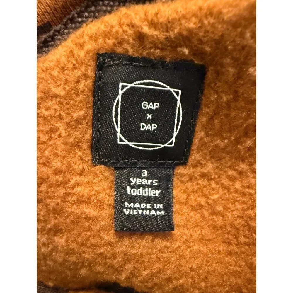 Gap X Dap Toddler Hoodie 3T Houndstooth Print Brown/Orange Cotton Blend